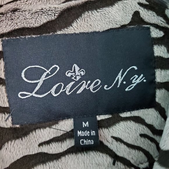 Loire NY Animal Zebra Print Furry Soft Trench Style Coat Jacket Belted  Medium - Picture 2 of 9